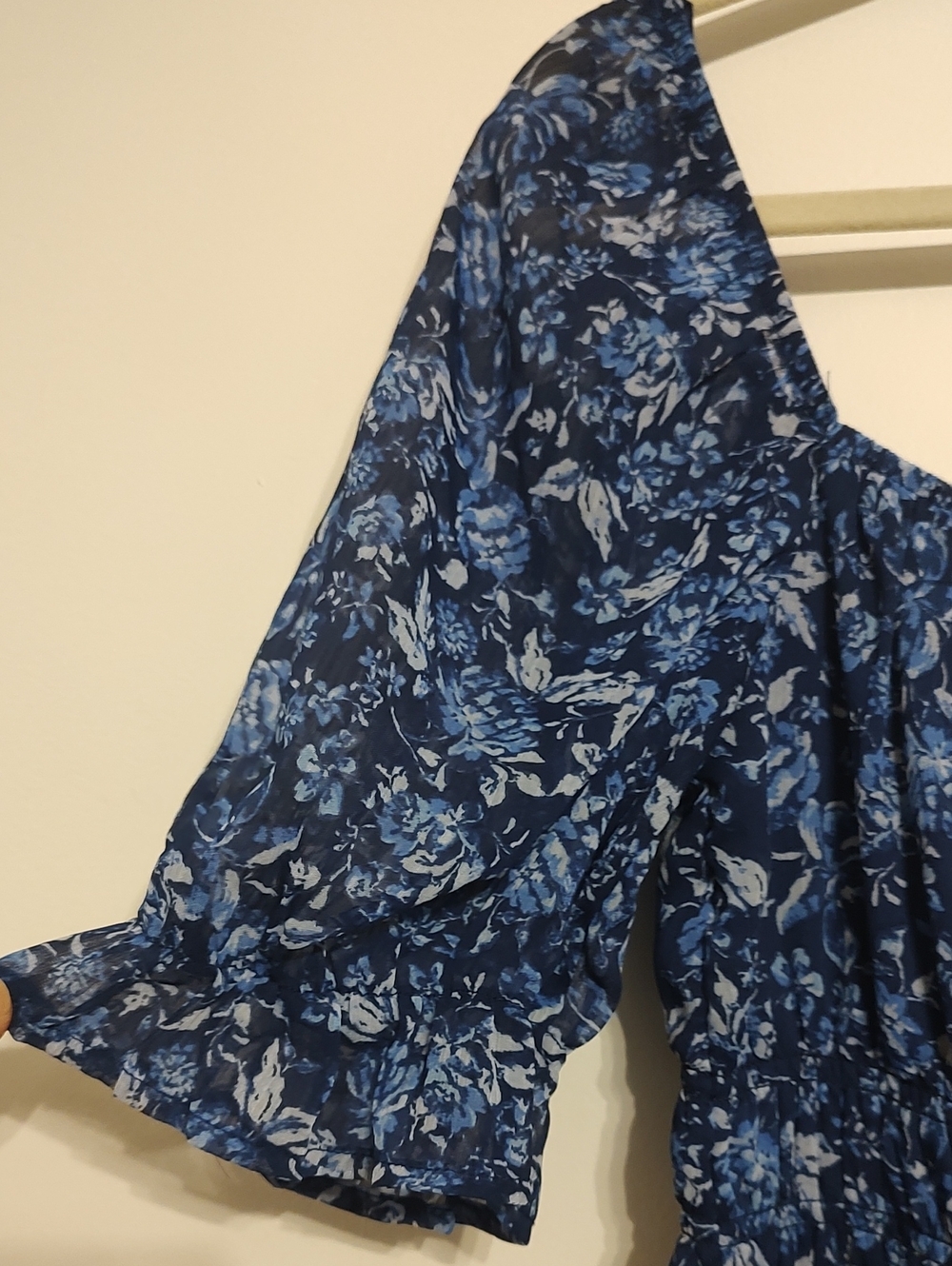 Francesca's Collections Blue Floral Tiered Dress - Picture 2 of 5